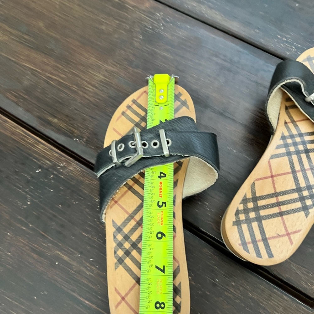 Burberry Dr. Scholl Style Clogs Slides Navy Blue Silver Burberry Buckle